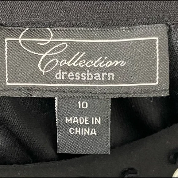 Dressbarn Collection Women's Size 10 Black Dress Jewleled Neckline Sleeveless - Picture 11 of 13